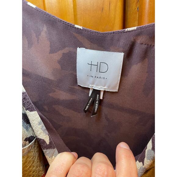 HD in Paris Anthropologie Women 2 Silk Dress Fern & Flower Flowy Slip Dress Boho - Picture 11 of 14